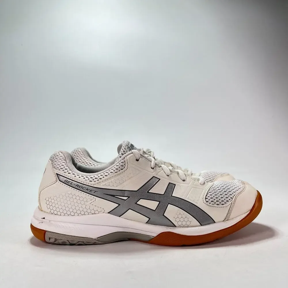 ASICS Gel-Rocket 8 White Silver Indoor Court Volleyball Shoes B756Y Women's Sz 9